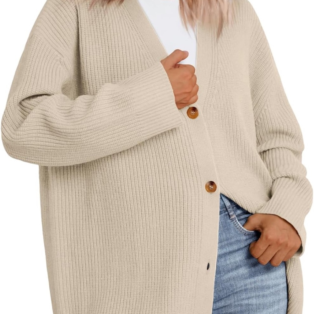 Cream Knit Oversized Cardigan - Picture 4 of 8